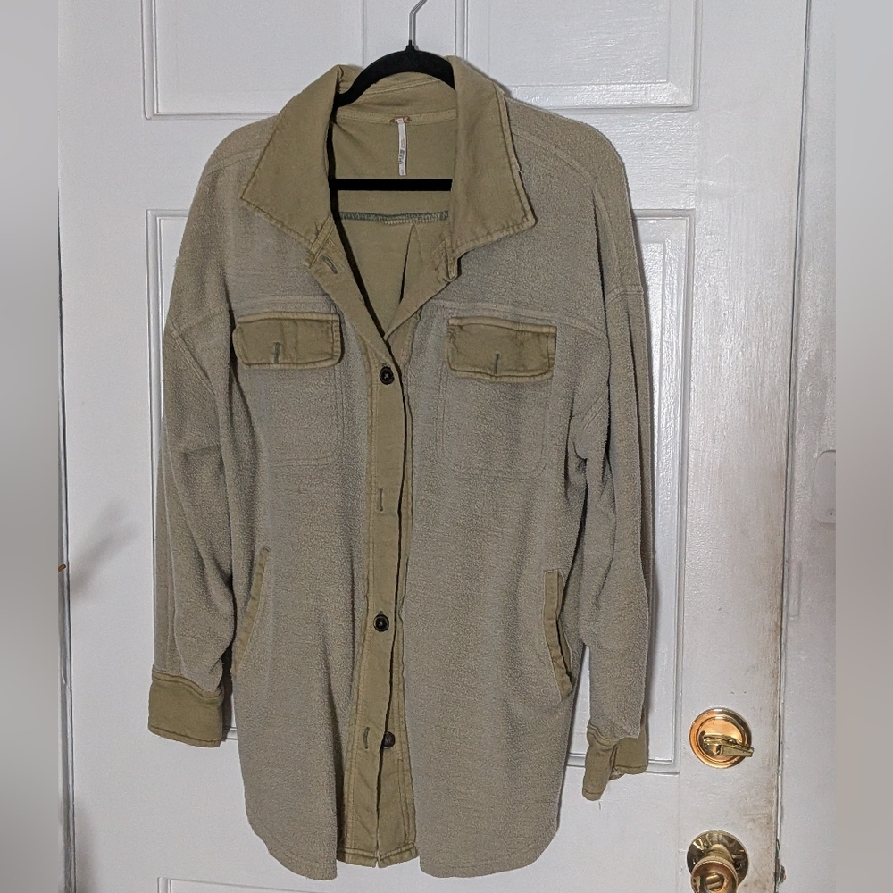 Free People Ruby Oversized Greted Olive Jacket - Picture 3 of 3